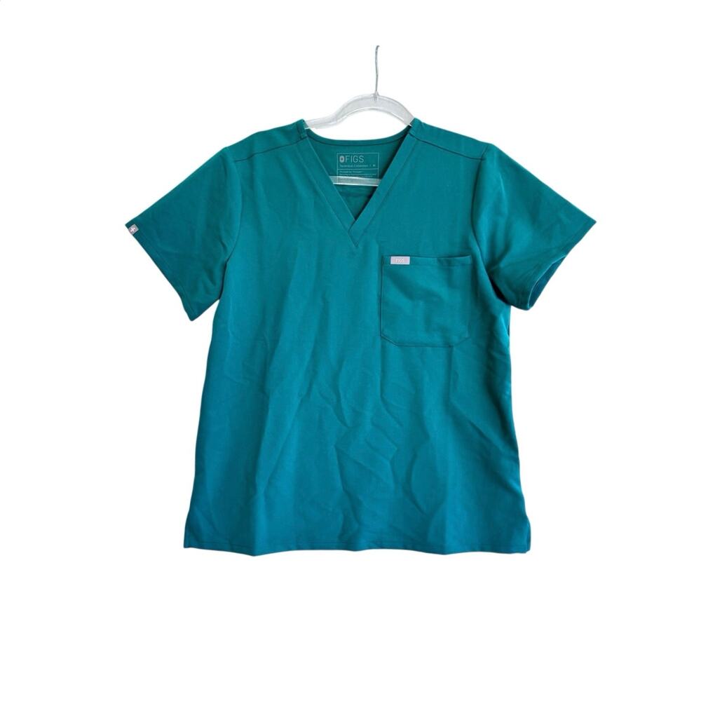 FIGS Green Technical Collection Scrub Top Stretch V Neck Medical Uniform M